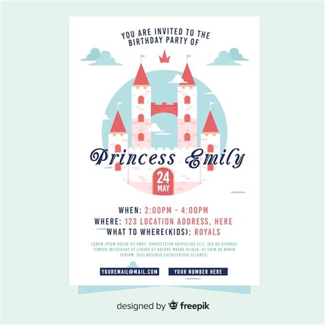 Free Vector Princess Castle Party Invitation Template