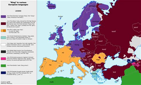 Map Of King In Various European Languages Reurope