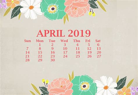 April 2019 Desktop Background Calendar Calendar Wallpaper Desktop