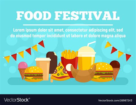 Food Festival Party Concept Banner Flat Style Vector Image