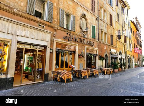 A traditional Italian street in the morning in Rome, Italy Stock Photo ...