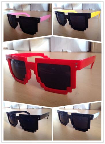 Retro 8 Bit Old School Novelty Nerd Geek Gamer Mosaic 2 Tone Pixel Sunglasses Ebay