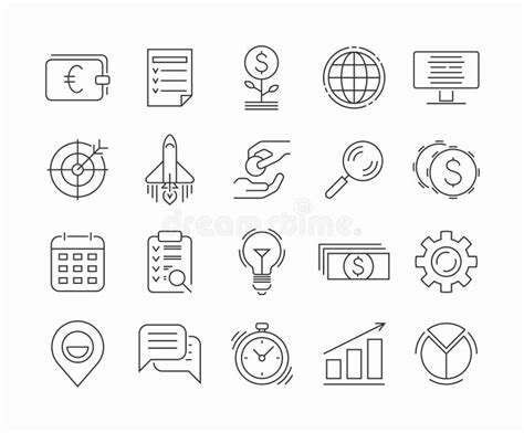 Set Of Business Thin Line Icons Collection Of Vector Outline Icons
