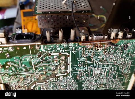 Damaged Connector In The Old Crt Monitor Stock Photo Alamy