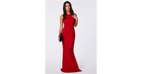 Missguided Kaisa Crepe High Neck Maxi Dress Red Lyst