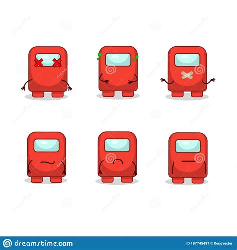 Among Us Red Cartoon Character With Nope Expression Stock Vector
