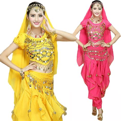 4pcs Set Performance Woman Belly Dance Costume Bollywood Gypsy Costumes Women Belly