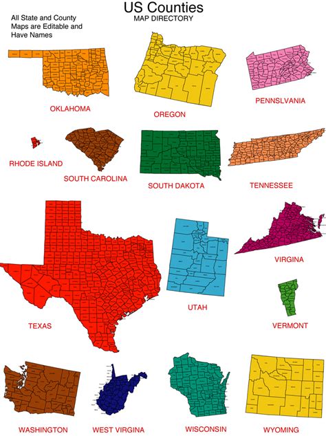 Large detailed map of usa with cities and towns. Maps For Design • Editable Clip Art PowerPoint Maps: US State and County Maps
