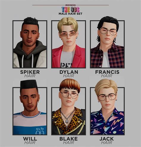 The Sims 4 Custom Content 90s Inspired Masculine Hairstyles