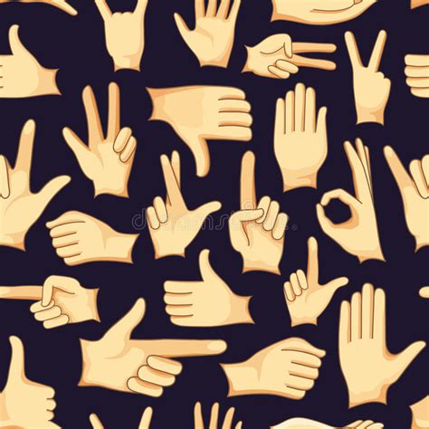Hand Signs Icons Set Pattern Stock Vector Illustration Of Cartoon