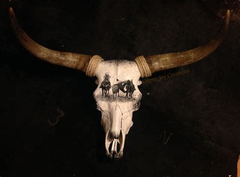 Custom Order By Hand Painted Cow Skull Based