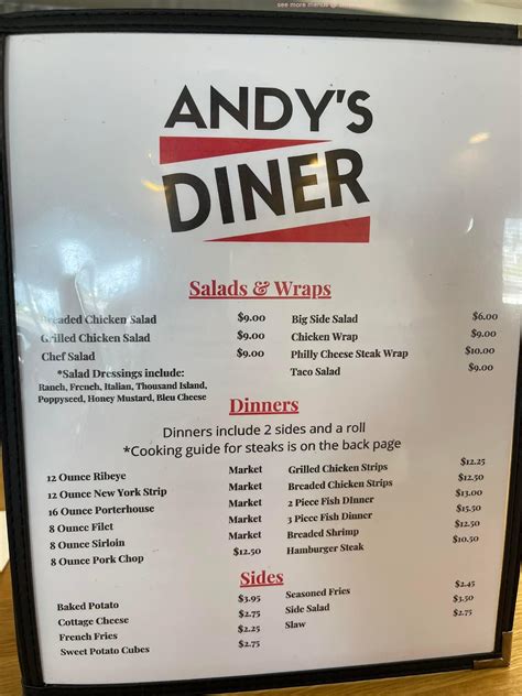 Online Menu of Andy's Diner Restaurant, Elwood, Indiana, 46036 - Zmenu