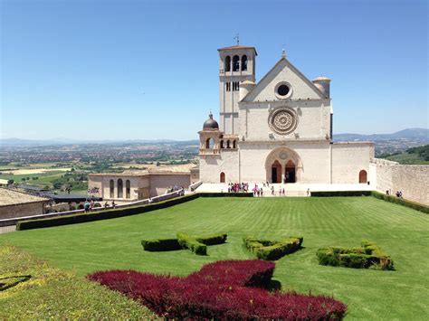 The Papal Basilica Of Saint Francis Of Assisi In Assisi Italy Summer