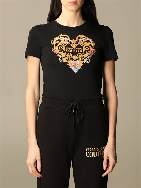 Versace Jeans Couture T Shirt With Baroque Print Black Versace