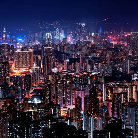Download Wallpaper Hong Kong Night Lights 1024x1024