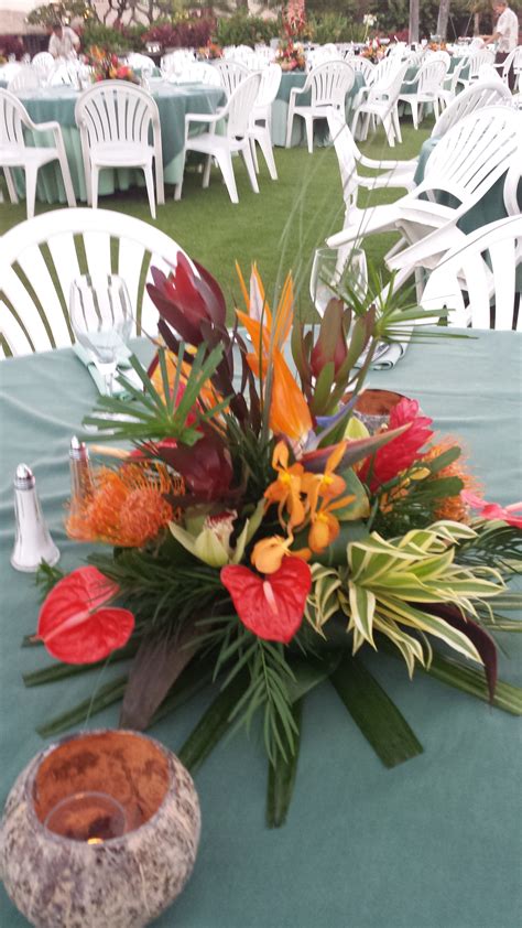 large tropical centerpiece arrangement by Flowers Forever LLC