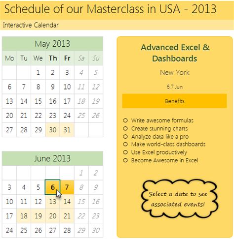 Excel Experts How To Create Interactive Calendar To Highlight Events