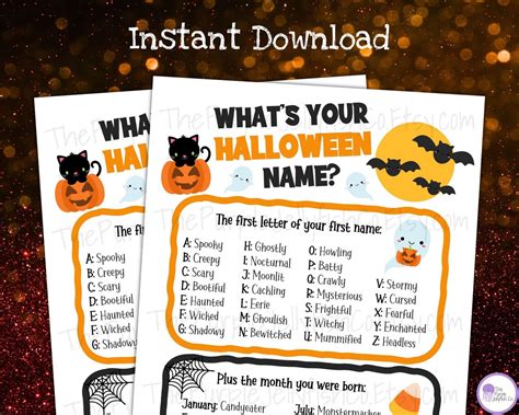 What S Your Halloween Name Halloween Name Game Halloween Etsy