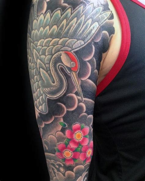 40 Japanese Crane Tattoo Designs For Men Bird Ink Ideas