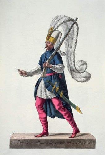 Ein türkischer Janitschar der zur Kostüme des 16 Jahrhunderts aus