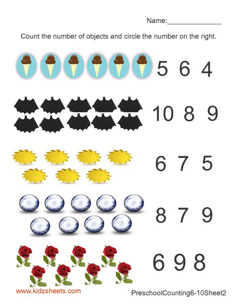 Worksheets On Counting Numbers For Kindergarten