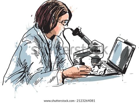 직장에 있는 과학자의 유색 손 스케치 스톡 벡터로열티 프리 2123264081 Shutterstock