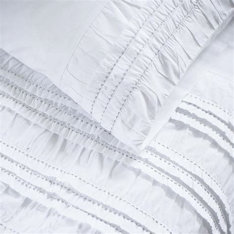 Ruffle Ruched White Bed Linen French Bedroom Company