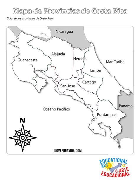 Mapa De Costa Rica Para Colorear Para Colorear Sexiz Pix