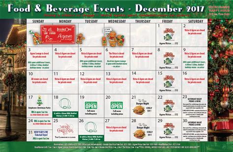 Saddlebrooke Monthly Dining Calendar