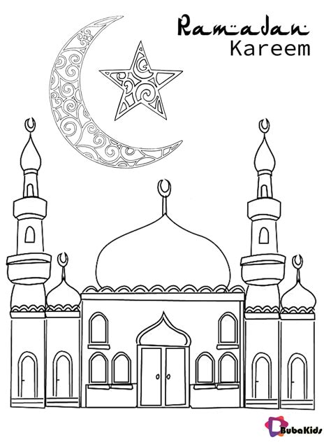 Ramadan Kareem Mosque Crescent And Star Coloring Page Collection Of