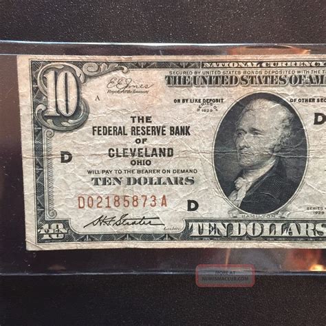 1929 Federal Reserve Note 10 National Currency Cleveland Ohio
