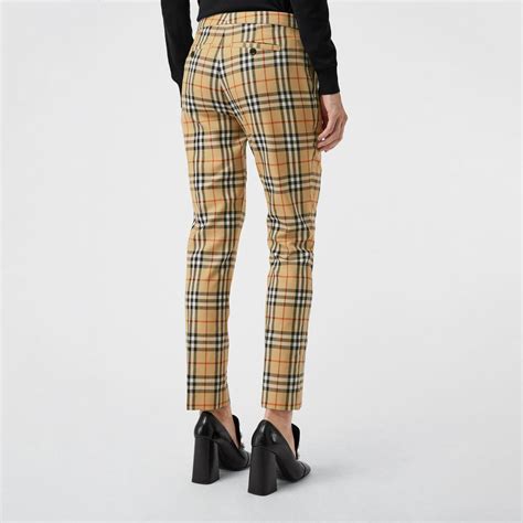 Burberry Vintage Check Wool Cigarette Trousers In Antique Yellow