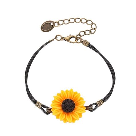 sunflower leather bracelet sunflower jewelry