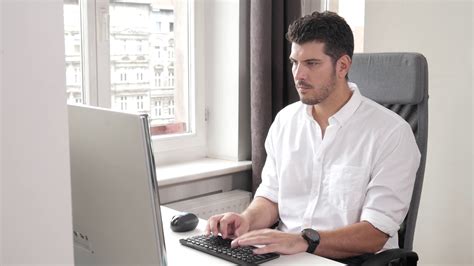 Office Man Working With Computer Pc White Stock Footage Sbv 327611046