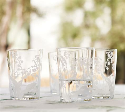 Monique Lhuillier Lily Of The Valley Glass Tumblers Set Of 4 Pottery Barn