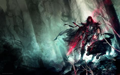 Hd Wallpaper Man And Wolf Wallpaper Fantasy Art Warrior Artwork