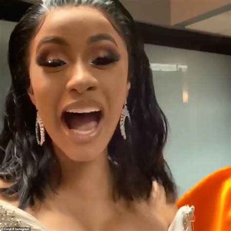 Cardi B And Offset Touch Tongues On The Grammys Red Carpet Daily Mail