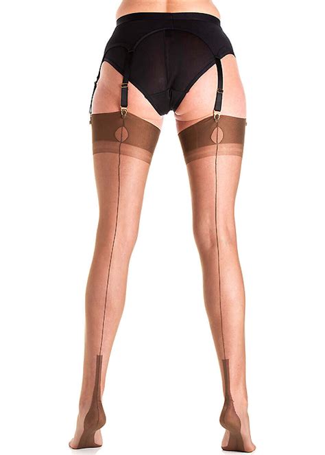 Copper Fully Fashioned Cuban Heel Seamed Stockings What Katie Did