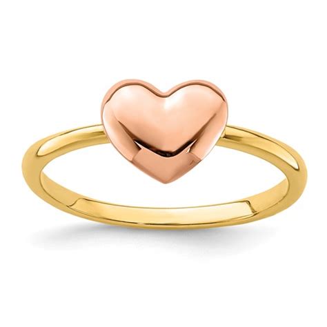 14k Two Tone Gold Polished Heart Ring D4720 Joy Jewelers