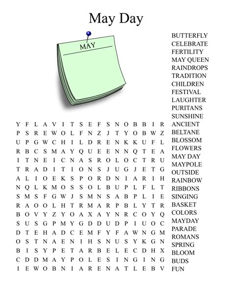 May Printable Word Search