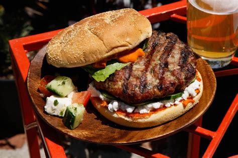 This Mediterranean Inspired Grilled Lamb Burger Recipe Gets Topped With