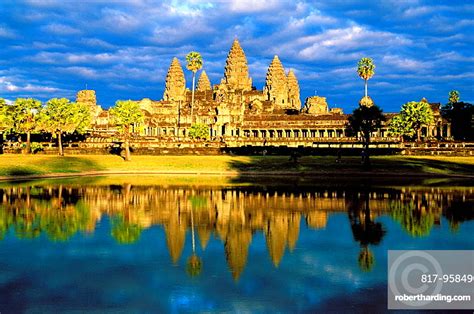 Description and history of angkor wat temple, one of the largest religious monuments ever constructed. Temple complex of Angkor Wat, | Stock Photo