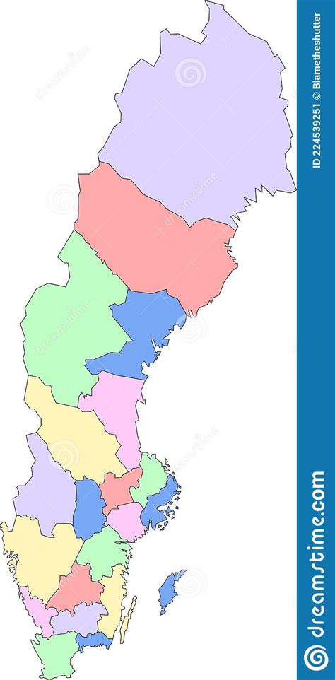 Mapa De Suecia Para Estudiar Con Esquema Ilustración Del Vector