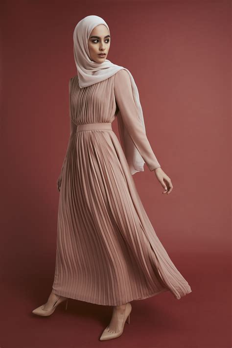 Nude Pleat Maxi Dress Modesty Fashion Pleated Maxi Dress Fashion Attire