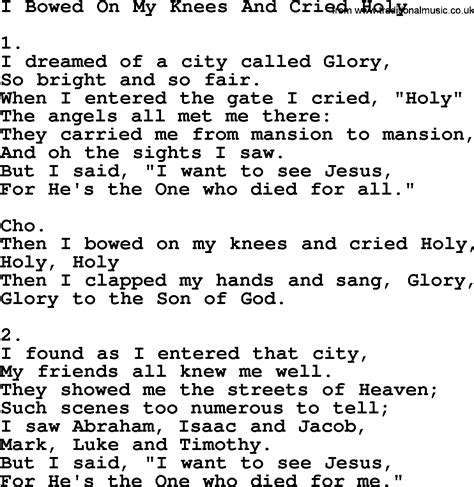 I Bowed On My Knees And Cried Holy Lyrics And Chords Lyricswalls
