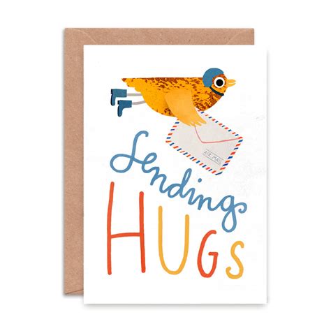 Sending Hugs Greetings Card By Emily Nash Illustration
