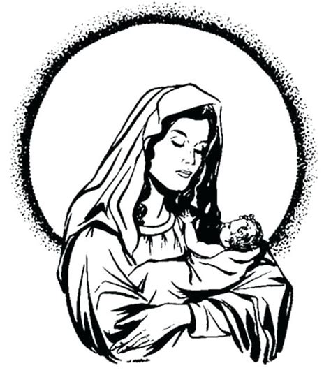 Mary And Jesus Coloring Page At Free Printable