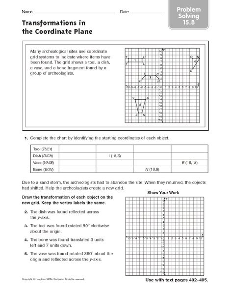 34 Transformations In The Coordinate Plane Worksheet
