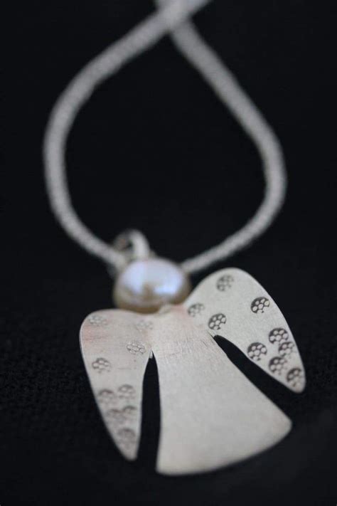 Angel Pendant Silver And Pearl Necklace N0015 Handmade Necklace