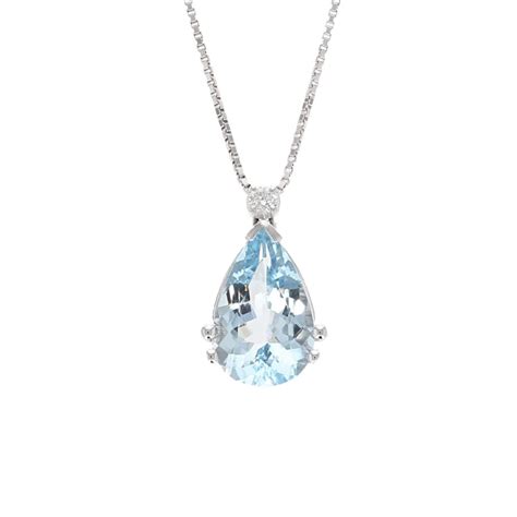 Pear Shape Aquamarine And Diamond Pendant 170ct Royal Exchange Jewellers